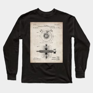 Tesla Generator Patent - Electrician Maker Workshop Art - Antique Long Sleeve T-Shirt